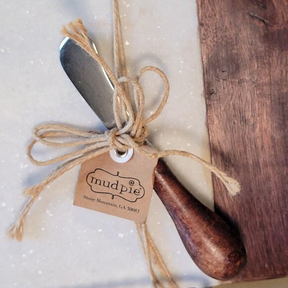 Mud Pie 10″ Marble & Wood Cheese/Charcuterie Board Set - Picture 4 of 8